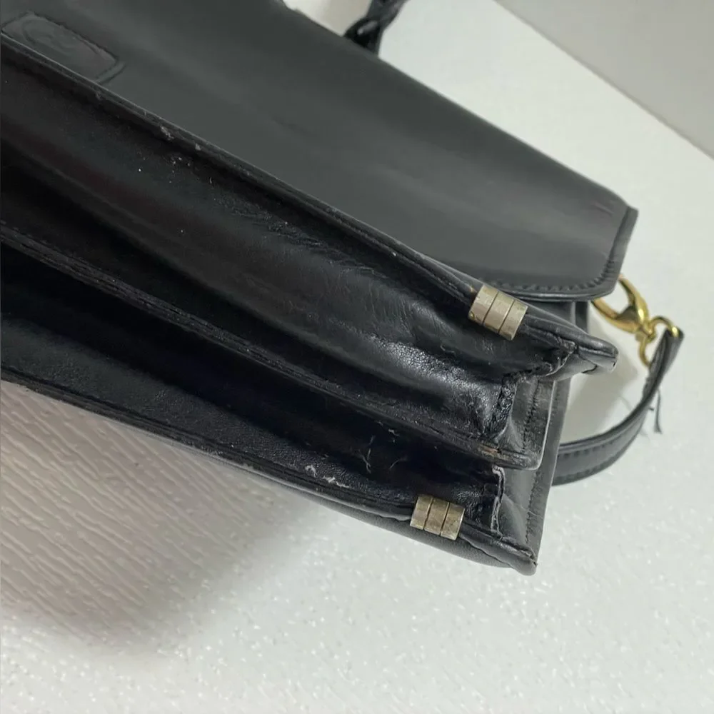 Vintage Trento Briefcase Black Leather Messenger Satchel Bag Carry Handle Strap‎